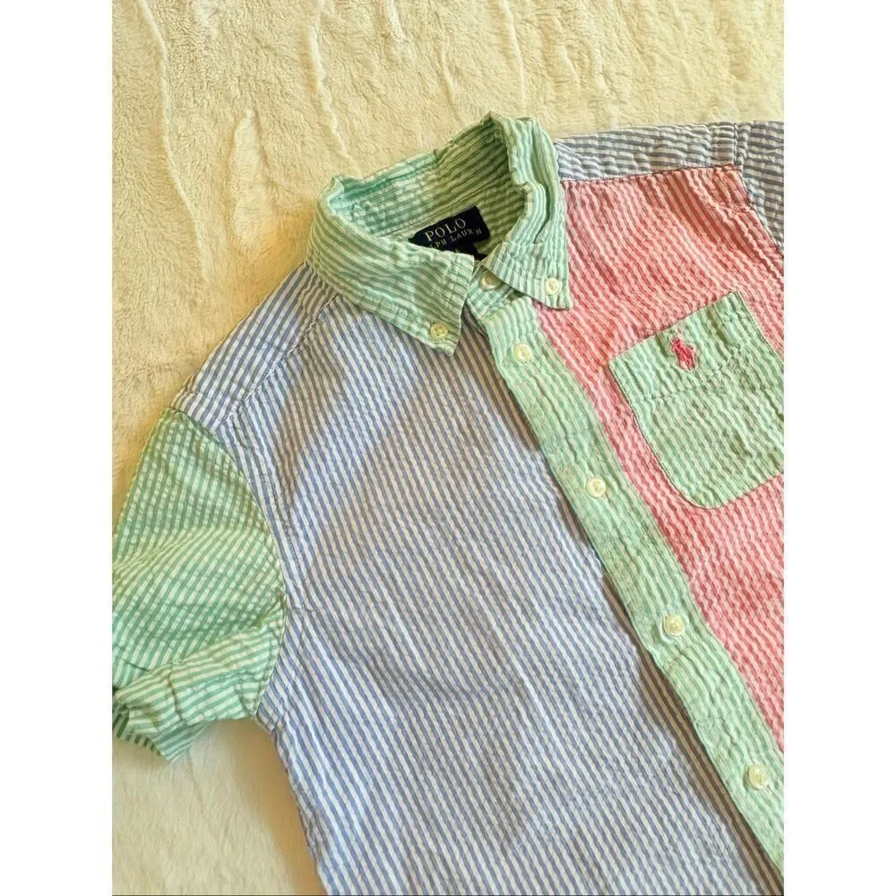Striped Seersucker Ralph Lauren Shirt Kids size 6